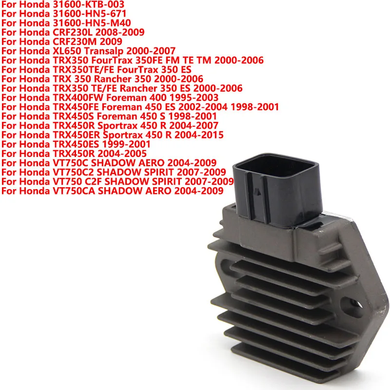 

For Honda XL650 Transalp TRX350 FE FM TE TM TRX400 FW TRX450ES TRX450R TRX450S Motorcycle voltage regulator rectifier