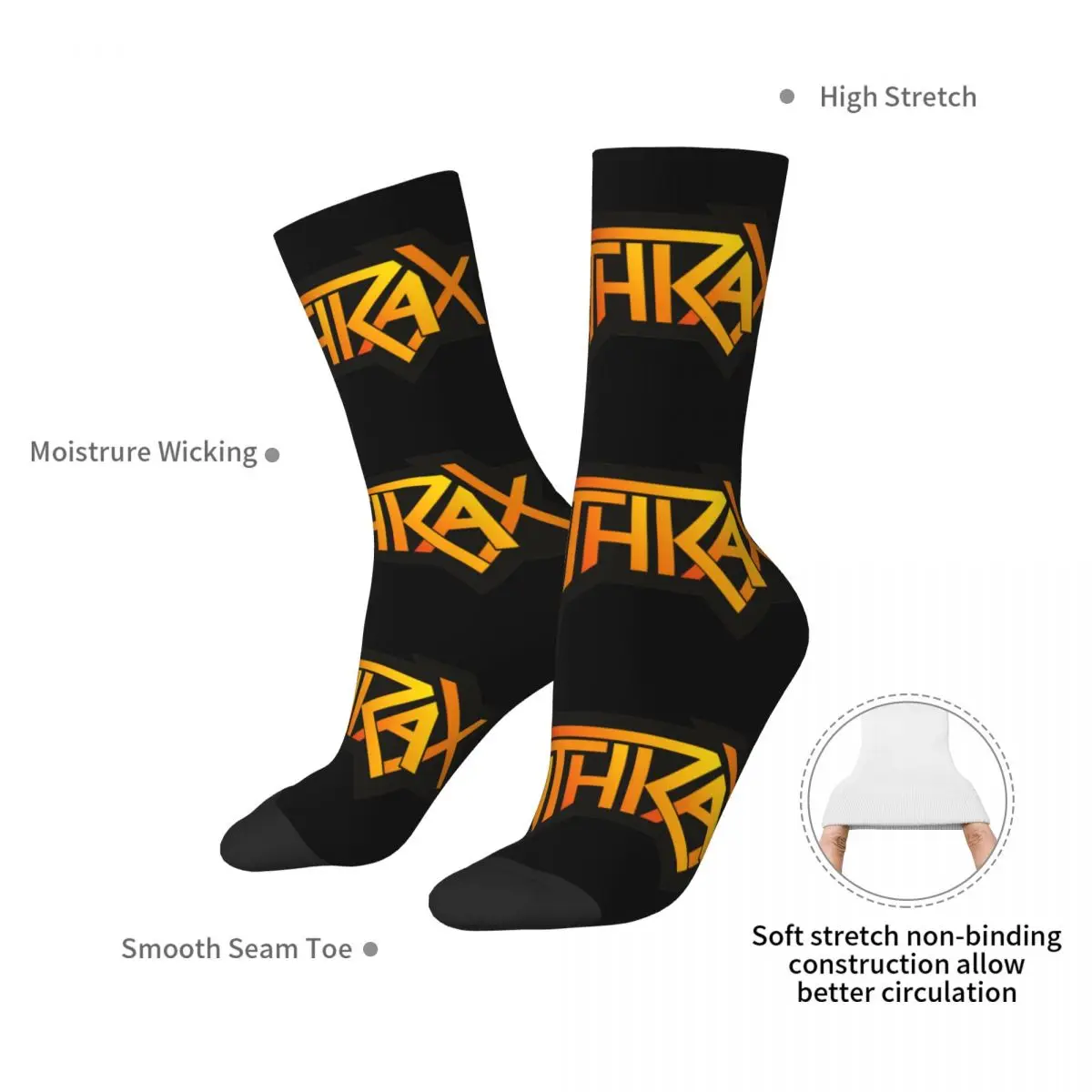 Anthrax Band Theme Socks Merch for Casual Wear Cozy Print Socks