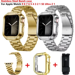 Protector Case+Metal Strap For Apple Watch Ultra 2 Band 49mm 45mm 44mm 42mm 41mm 38 40mm Bracelet Correa For iWatch SE 7 8 9