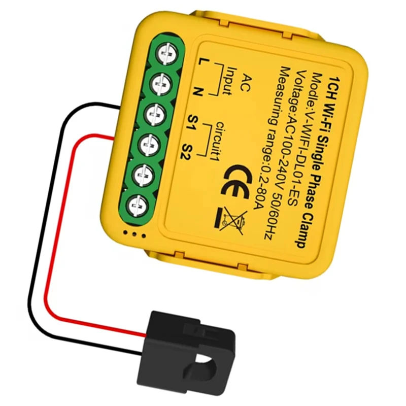 ABMF-Tuya Wifi スマートパワーメーター 80A エネルギーメーター電流変圧器センサークランプ付き KWH 電気照明モニター用