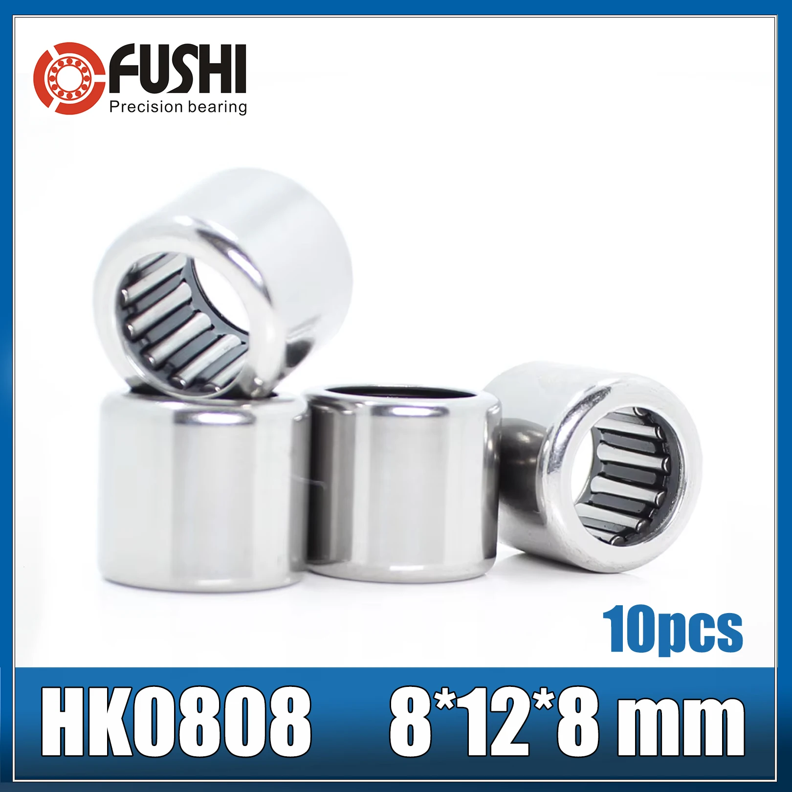 10PCS HK0808 Needle Roller Bearings 8*12*8 mm Drawn Cup HK081208 TLA88Z 37941/8 for Gearboxes/Power Tools/Industrial Equipment