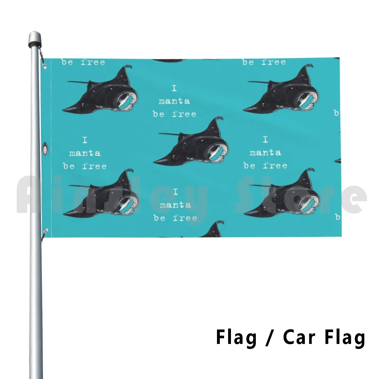 Manta Ray-Animal Series Flag Car Flag Funny Ray Fish Sea Ocean Black Animal Zoo Pun Funny Comedy Humor