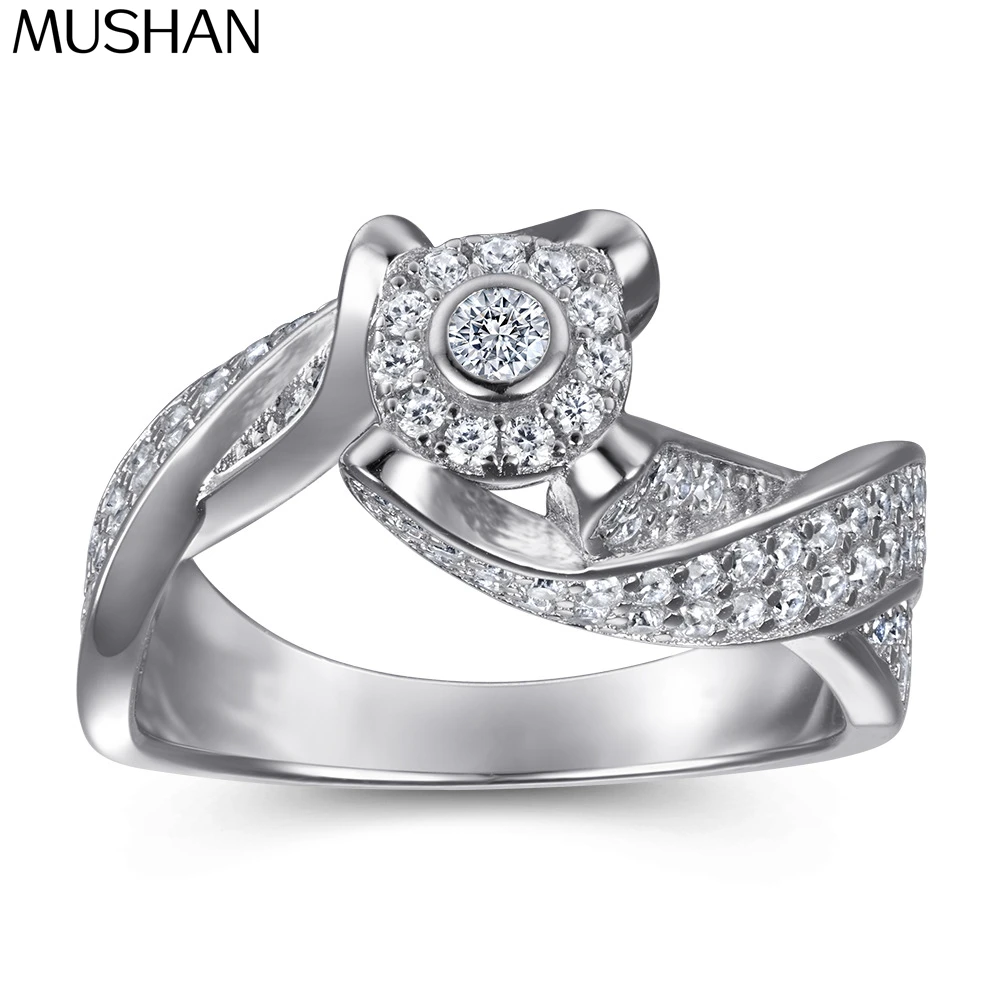 

MuShan Jewelry 925 Sterling Silver Ring Wedding Band High Carbon Diamond Mother Day Gift Modern Style Women Rings Fine Jewelry