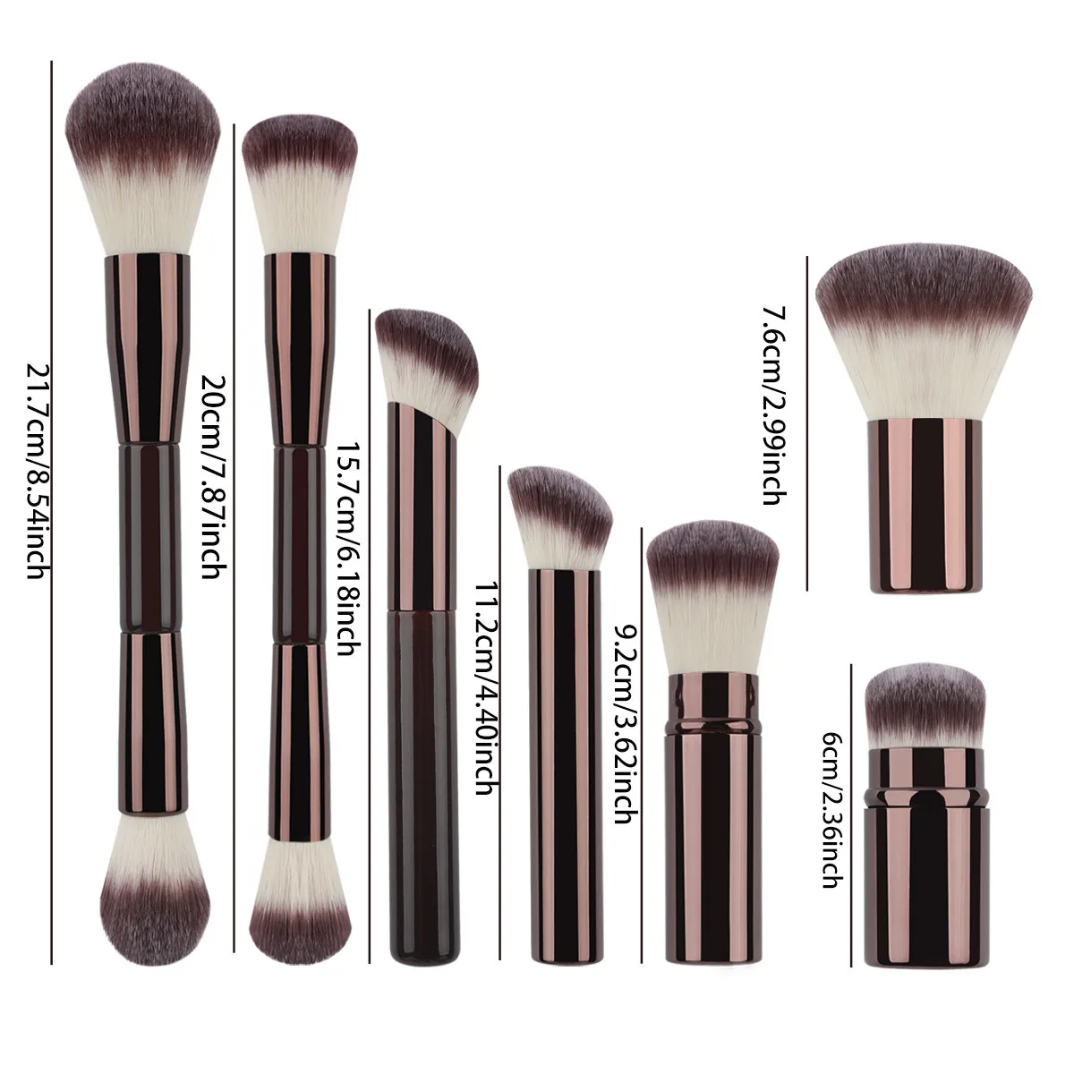 7-piece makeup brush set double-headed loose powder brush, blush brush, telescopic brush, contour brush, foundation brush