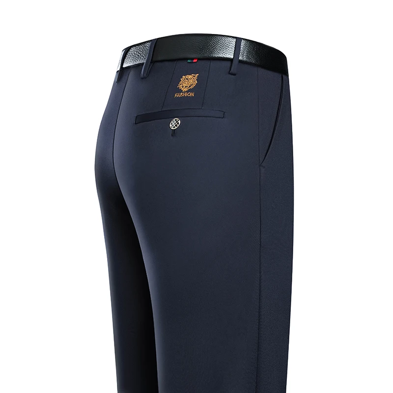 

2026 New Summer Thin Embroidery Suit Pants Men Straight Classic Business Work Grey Long Formal Trousers Male Plus Size 29-40