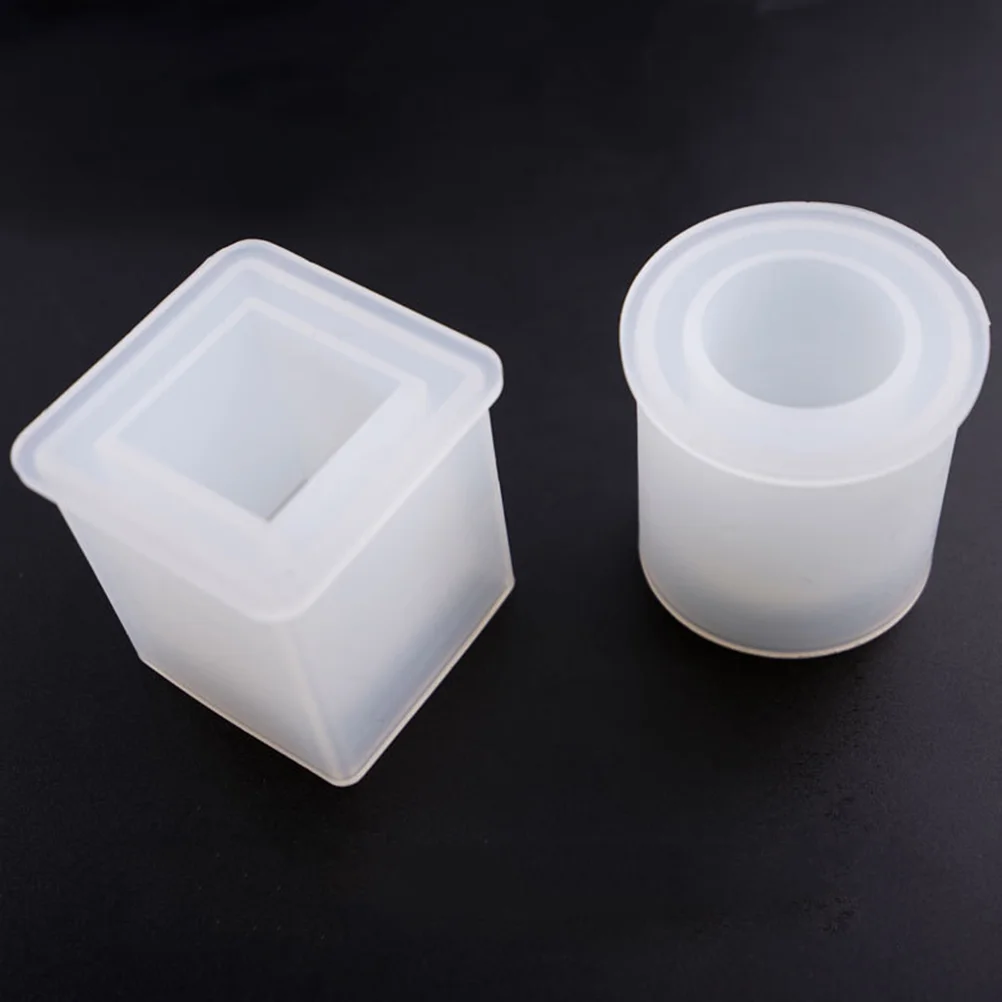

2 Pcs DIY Flower Pot Molds Cube and Cylinder Silicone Cake Square Resin Planter Pen Holder