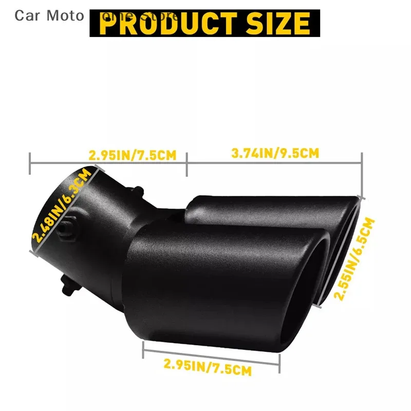 1 قطعة 63 مللي متر العالمي سيارة المزدوج منفذ العادم الفولاذ المقاوم للصدأ الأسود العادم تلميح الخمار الذيل أنبوب مزدوج أنبوب نصائح اكسسوارات السيارات #3