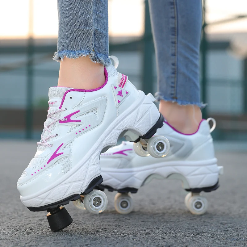 Youth New Roller Shoes Retractable High Quality Outdoor Adults Boys Girls Parkour With 4 Wheels Semi Professional Skate Shoes