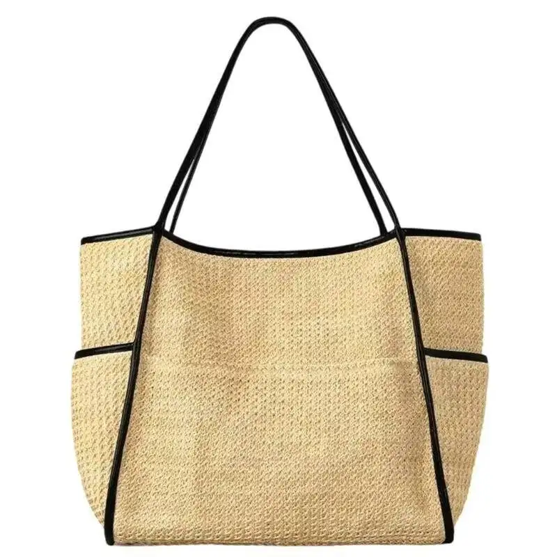 New Women Vacation Fashion Summer Beach Shoulder Bag Portable Large Capacity Hollow Out Handwoven Tote Bag Girls Travel Handbags