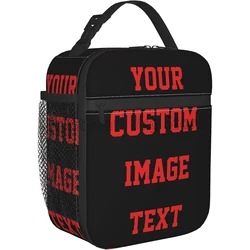 Custom Thermal Lunch Bag Personalized Portable Lunch Box with Photo Text Customized Insulated Bento Tote Bag for Office Picnic