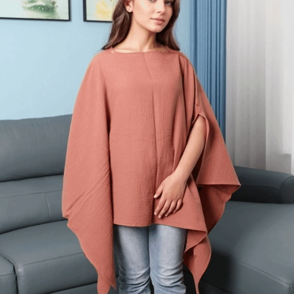 Penutup Menyusui Ibu Warna Solid Selimut Menyusui Lembut Nyaman Anti Eksposur 2 In 1 Syal Menyusui Ibu Luar Ruangan