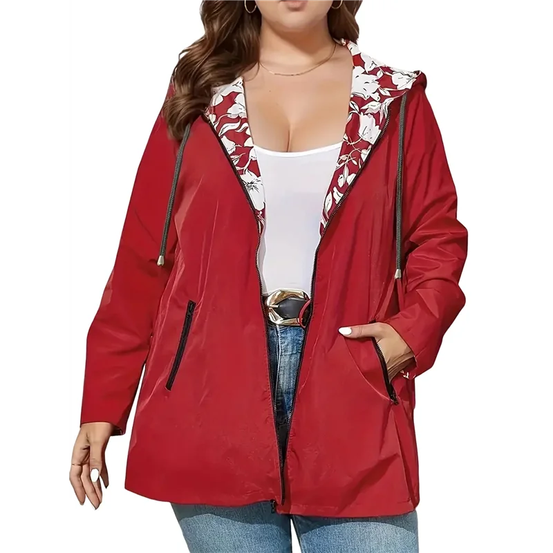 

LLCS-Женская двусторонняя легкая куртка на молнии с капюшоном и длинными рукавами, повседневная ветровка, верхняя одежда, водонепроницаемая