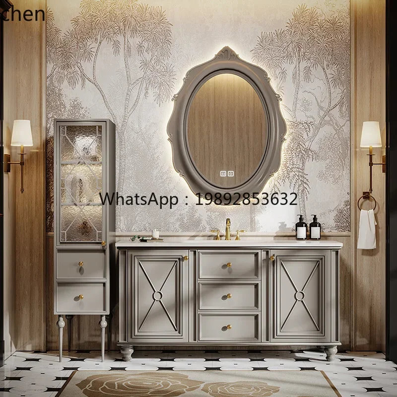 

Шкаф для ванной комнаты в стиле ретро от пола до потолка, шкаф для унитаза, умывальника, умный зеркальный шкаф