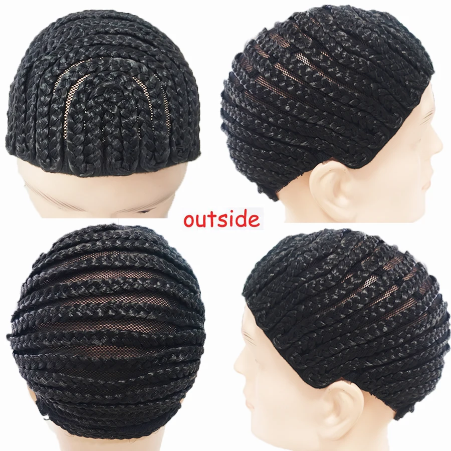 Breathable braided crochet hair braid wig cap for stable synthetic wigs (black), easy to sew braided wig cap with crochet hooks