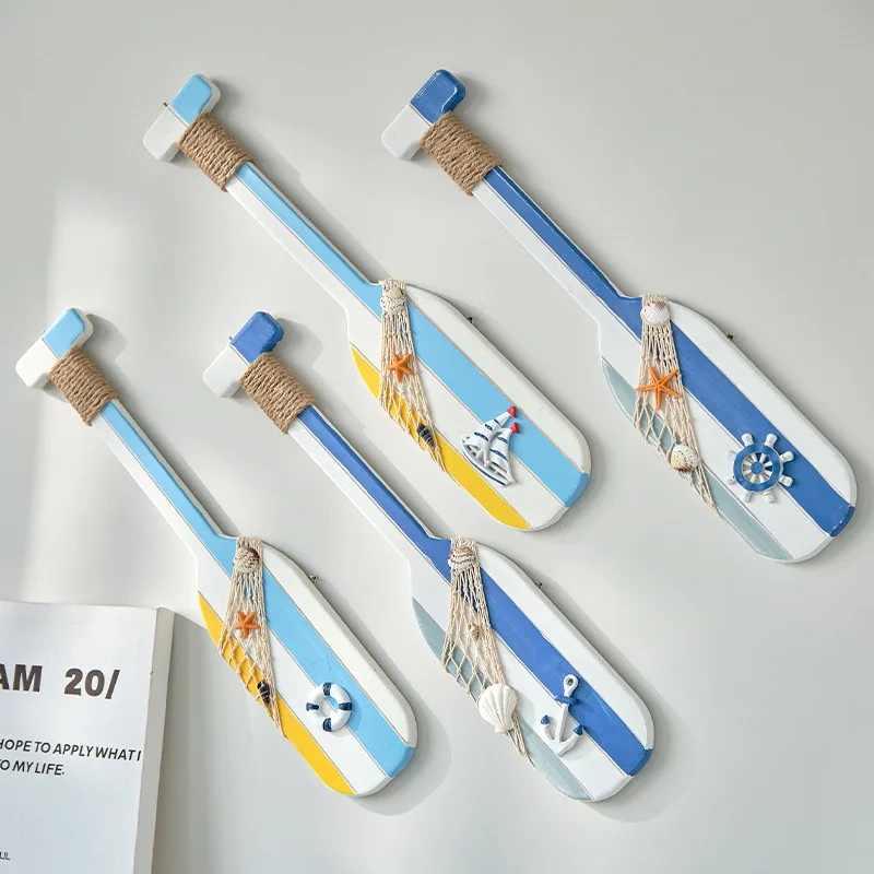 

Nauical Mediterranean Style Decoration Wooden Oar Crafts Children's Room Pendant Beach Wall Ornament Hanging Decor Decor