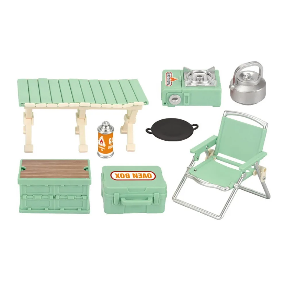 Simulation Model Miniature Camping Picnic Set 1:12 Dollhouse Early Education Folding Chair Gas Stoves Model Kawaii Role Play
