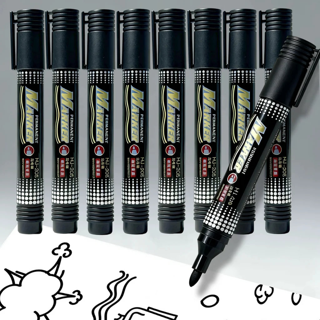 

10 Pack Permanent Markers, Black Fine Tip - Quick Dry, Smudge & Water Resistant Marker Pens for Office, School, Crafts