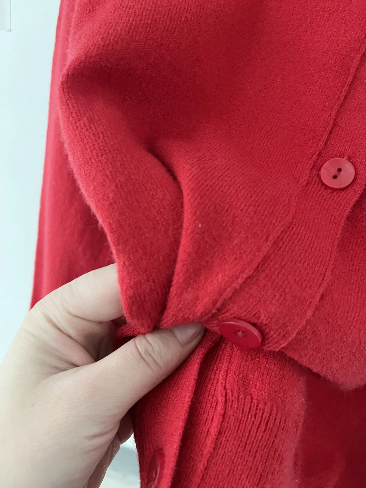 Women's Round Neck Red Knit Cardigan Long Sleeve Female Single-breasted Sweater Knitwear image 2