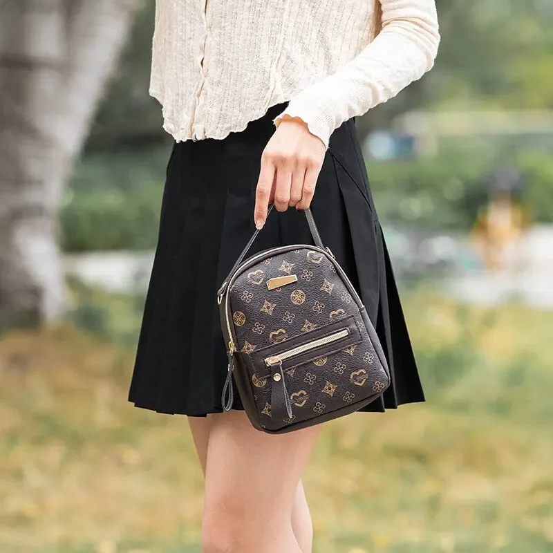 ファッショナブルなバックパックバッグ新鮮な甘い学生スクールバッグ二層大容量カジュアルデイリー携帯電話小銭入れ