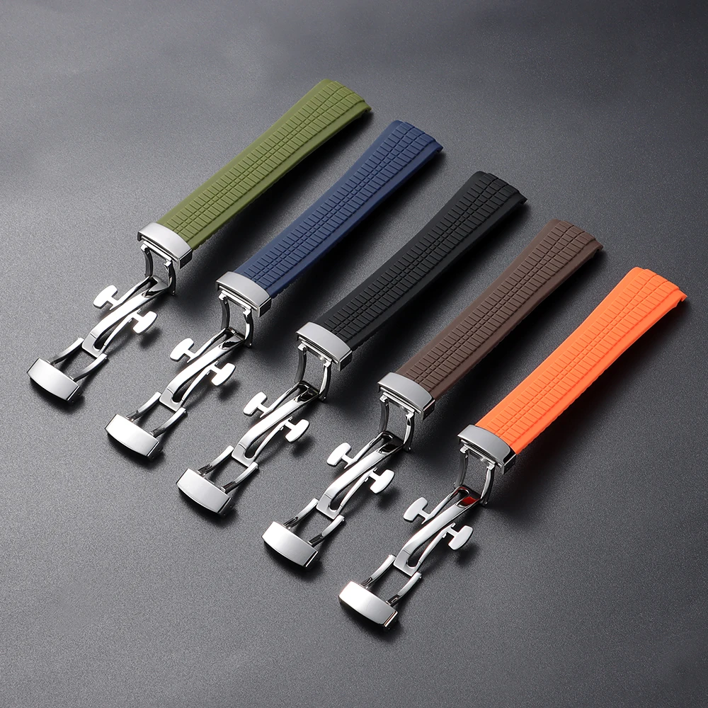 21mm Soft Rubber Watch Band For Patek Philippe Aquanaut Watch Straps Folding Buckle Watch Strap