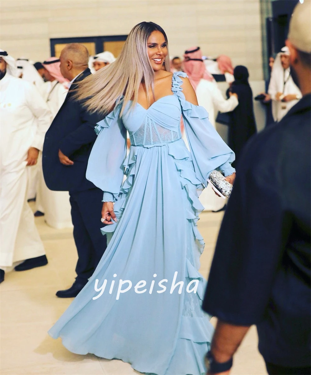 تخصيص الطراز الحديث نمط الشيفون Ruched ألف خط الحبيب فساتين طويلة فساتين Quinceanera الرعوية للجنسين النمط الصيني F