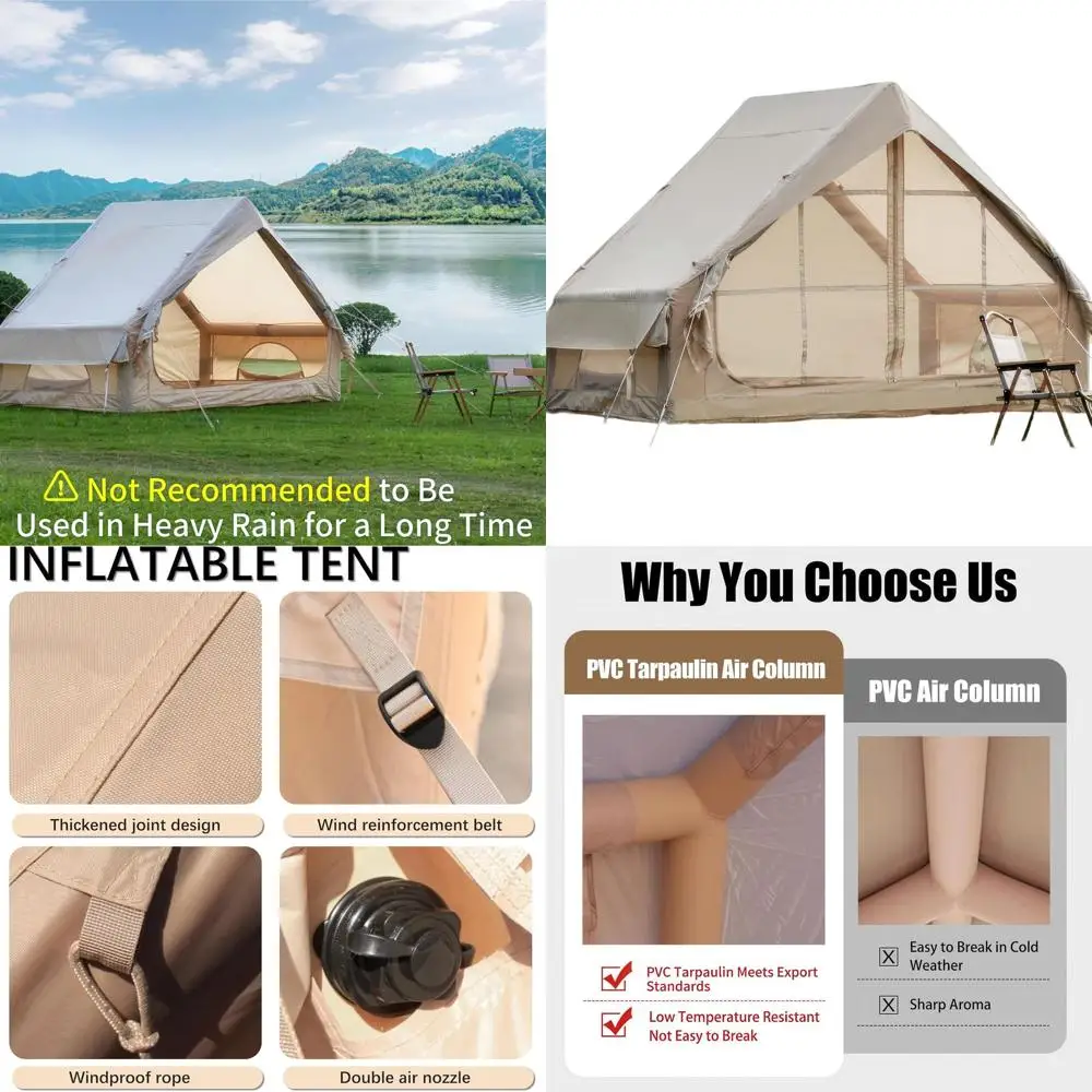 

Палатка надувная для 3-4 человек с мгновенной установкой, насосом, 12 сетчатыми окнами, тентом от дождя и сумкой для переноски для активного отдыха на природе