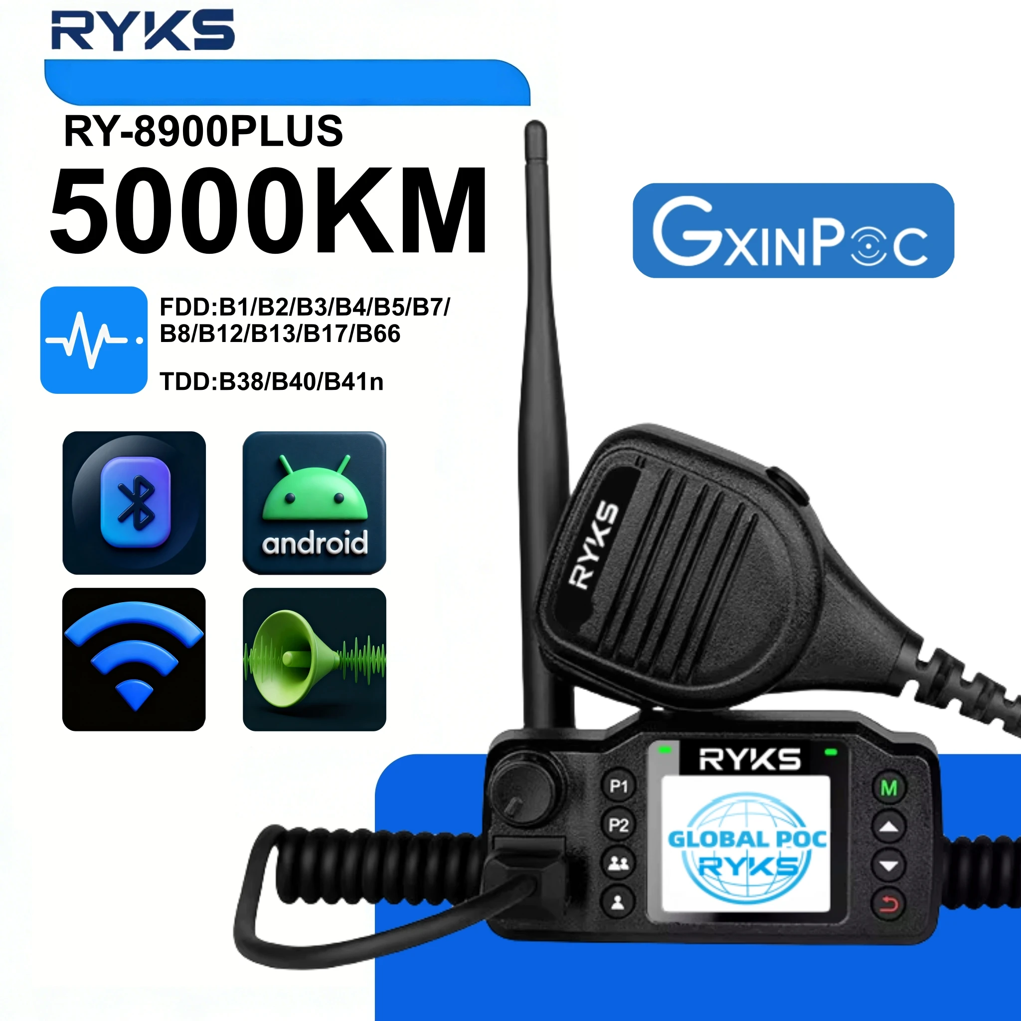 

Xin-Poc Ryks Ry-8900 Plus: Глобальная PoC-сеть, мини-мобильная радиостанция с GPS, Android, Bluetooth, Wi-Fi, неограниченная дальность, 4G/3G/2G, автомобильная радиостанция