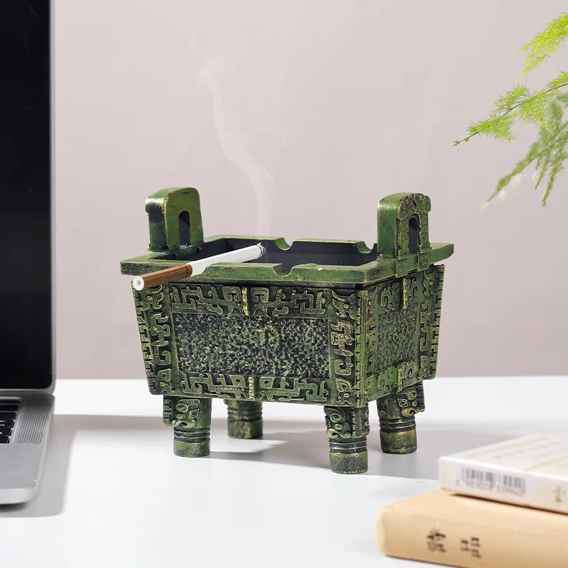 Posacenere in bronzo vintage, bruciatore di incenso, scatola creativa da scrivania per la casa, adatta per utensili posacenere per uffici domestici, case da tè