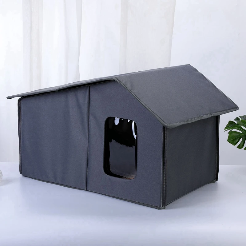 Pet Shelter Foldable Warm Cat House For Outdoor Cats Cat Bed Cats Dogs Shelter Weatherproof Cat Cave Keep Warm