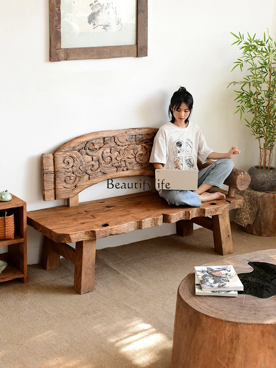 

Old elm arhat bed solid wood recliner Chinese chaise longue retro homestay home