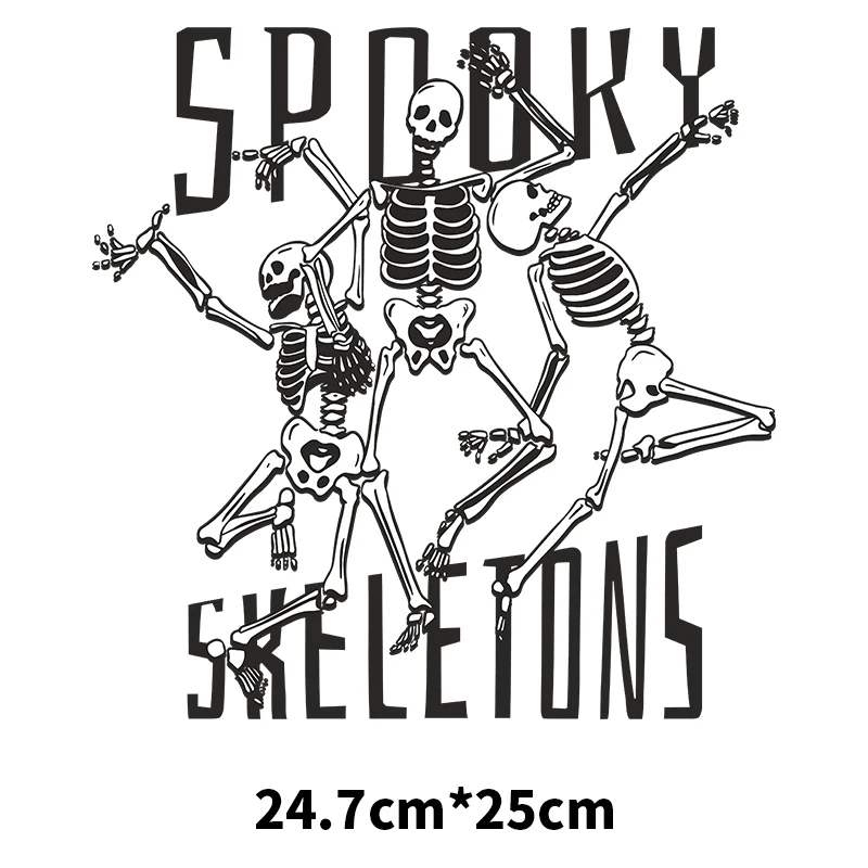 Punk Print Iron On Patches Three Skeleton Dance simple heat transfer T-shirt Decoration Iron pressed DIY decorative stickers
