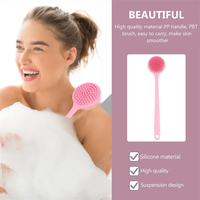 Double-Sided Silicone Bath Back Scrubber Long Handle Long Handle Body Bath Brush Mud Bath Back Scrubber