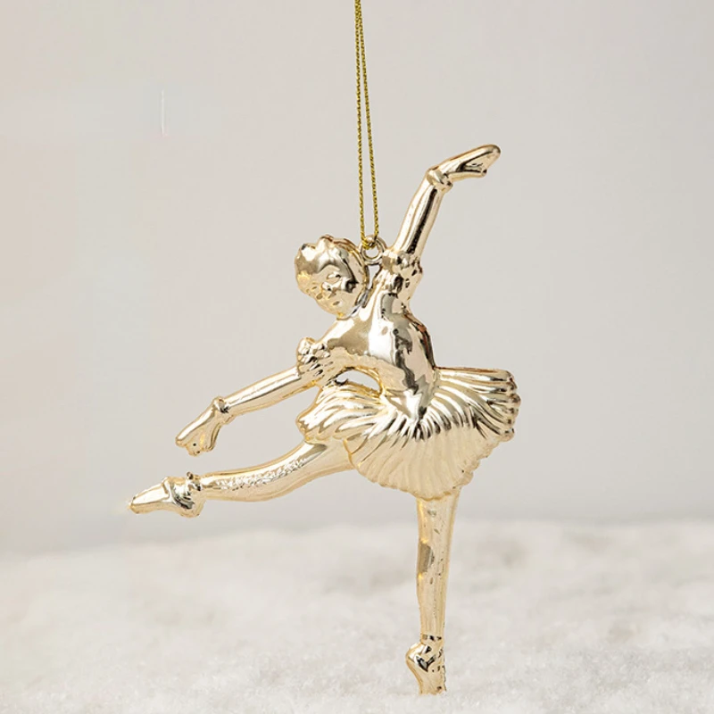 1pc Gold Silver Glitter Angel Ballerina Girl Pendants Merry Christmas Tree Decorations for Home Xmas Ornaments Hanging Pendant