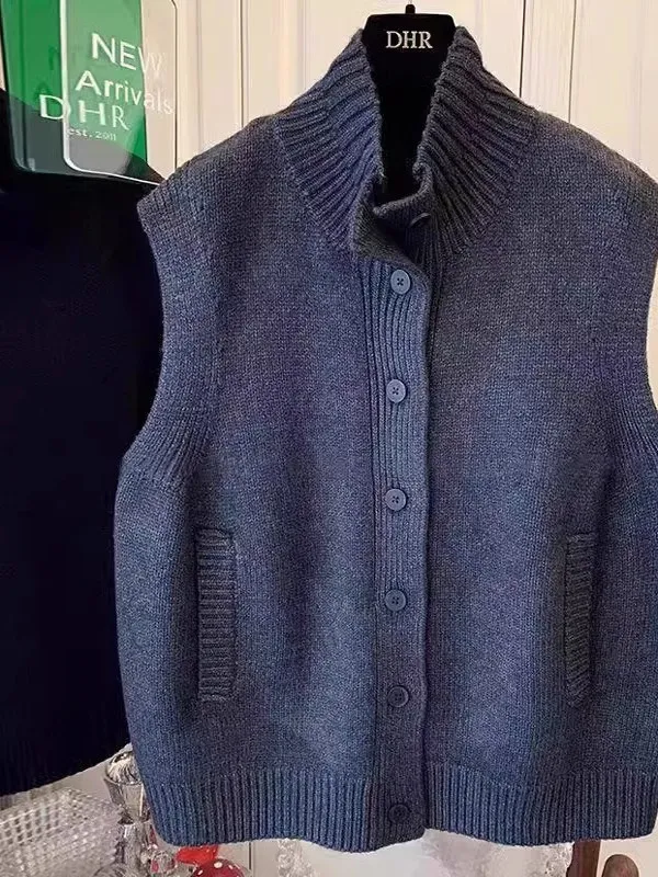 

Свитер свободного кроя с воротником-стойкой, большой размер, 300 Pou, корейский стиль, весна-осень, новинка, универсальный кардиган