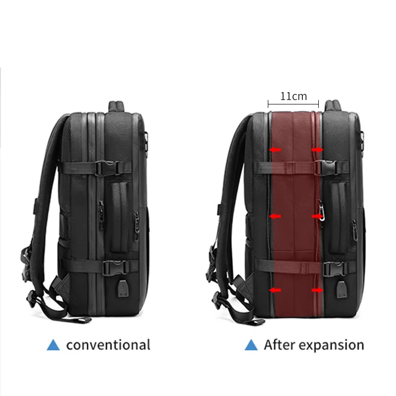 Travel Men Expanded Laptop Backpack Vacuum Compression Hiking Backpack USB Charging Business Large Capacity Backpack For Pumps