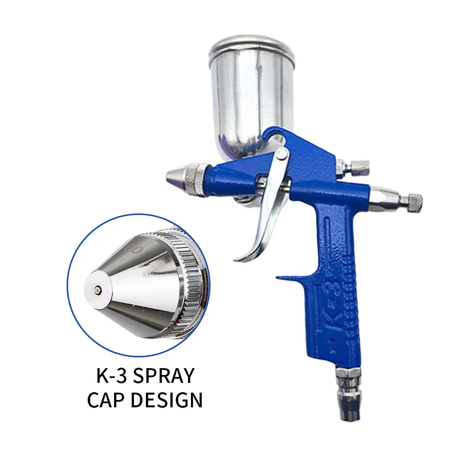 Cunqi K-3 Mini Pneumatic Gravity Feed Spray Gun, 0.5mm Copper Nozzle, Copper Cap, 100ml, Hvlp High Atomization Painting Spray Tool