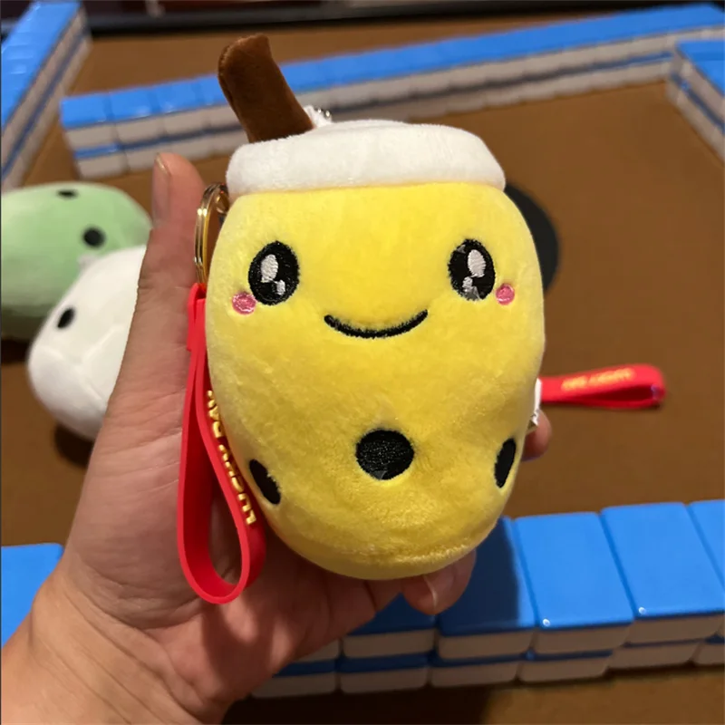 Leite Chá Gato Adorável Chaveiros para Mulheres, Chaveiros Bola De Pelúcia, Jóias Artesanais, Amigos Presente, Decoração Da Bolsa, Bonito