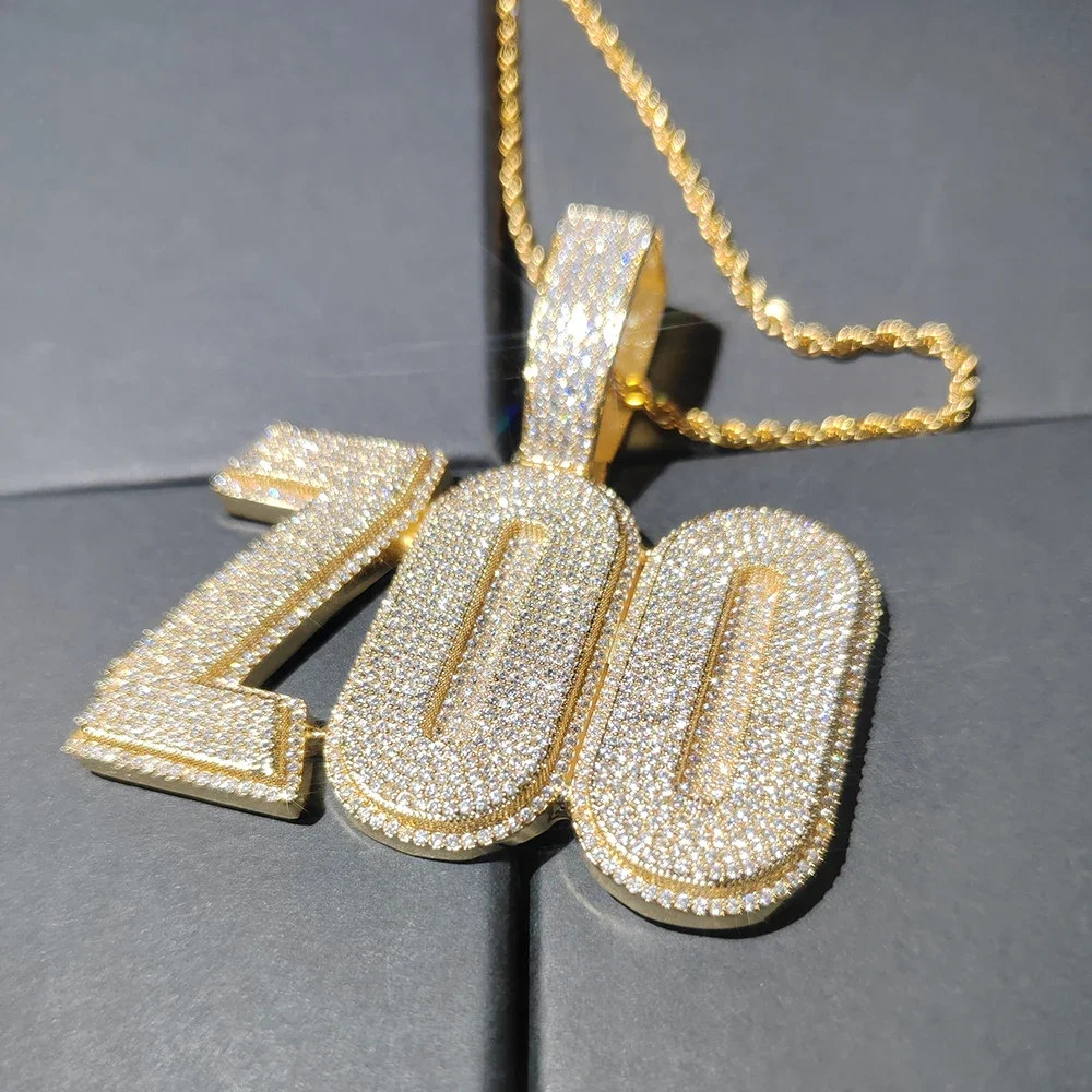 Hip Hop Custom A-Z Letters 0-9 Numbers Pendant Micro Pave Zircon Double Layer Personalized Name Necklace Men Customized Jewelry