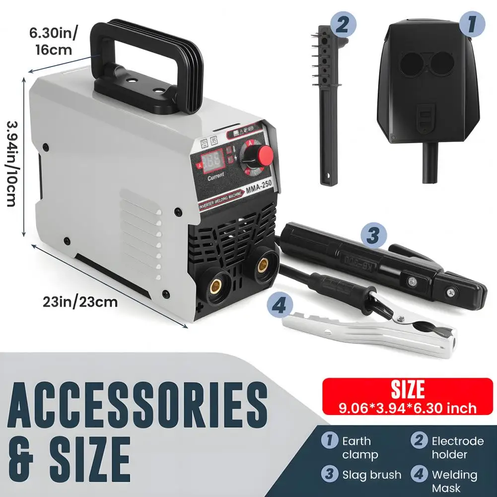 

Сварочный аппарат MMA-250, сварочный аппарат двойного напряжения 220 В, сварочный аппарат IGBT, светодиодный дисплей, держатель электрода, сварочный аппарат ARC для 1/16