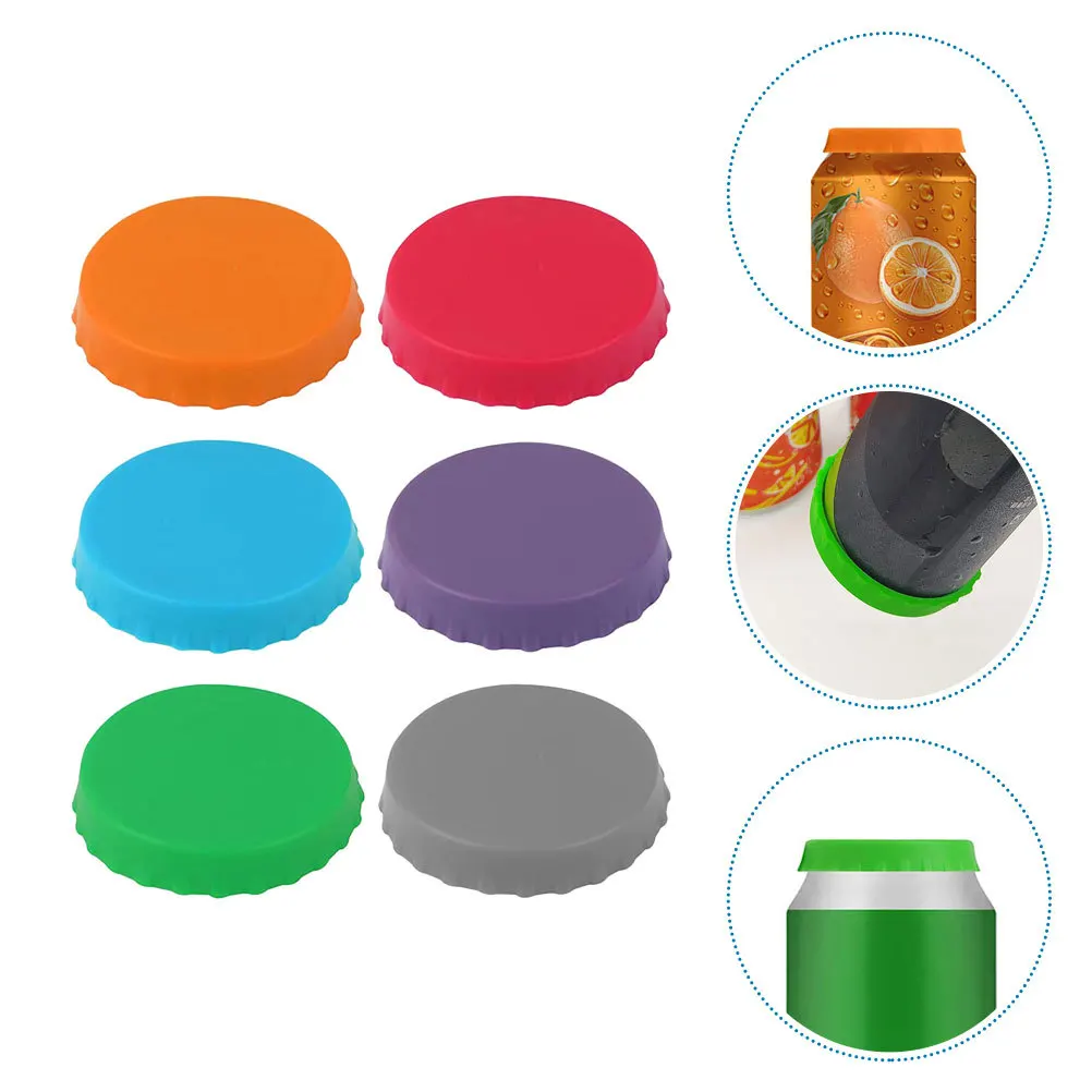 

6Pcs No Leak Silicone Covers Spill Proof Soda Can Lids Standard Size Freezer Use Outdoor Picnic Beer Can Stoppers Protectors