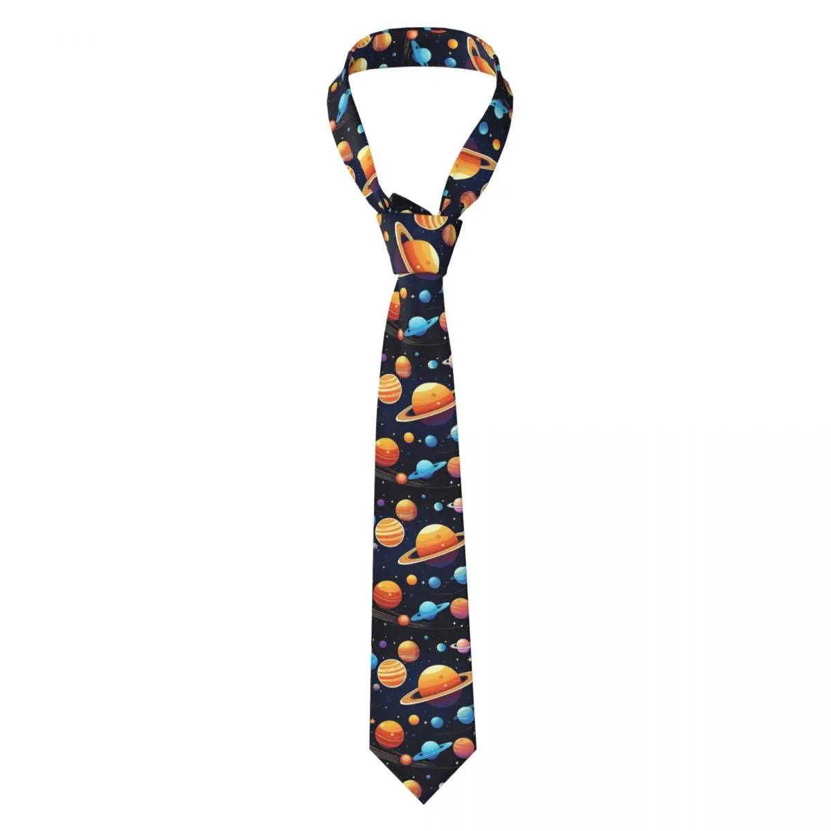 Solar System Space Planets Universe Necktie for Men Silk Polyester Slim Neck Ties Party Business Tie Classic Gravatas