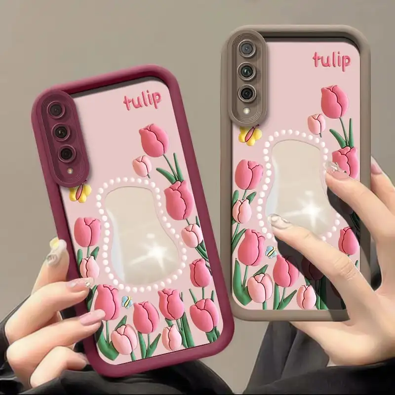 Funda blanda para Huawei Honor X9 X7 Y7A 9X Pro 8X Magic 6 5 Pro X50i 10i X30 silicona mate a prueba de golpes espejo cubierta con estampado de tulipán