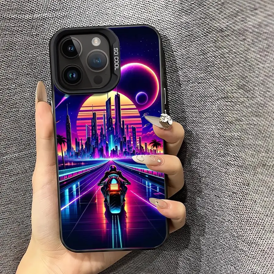 حافظة لهاتف آيفون 12 17Air 7 8 SE 17 16 Pro Max 14 15 Plus 13 Mini 11 X XS XR SCI-FI City #5