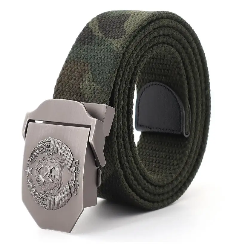 Men's Canvas Belt Outdoor Student Military Training Camouflage Striped Belt Fashion Casual Jeans Waistband Outdoor Sports Belts