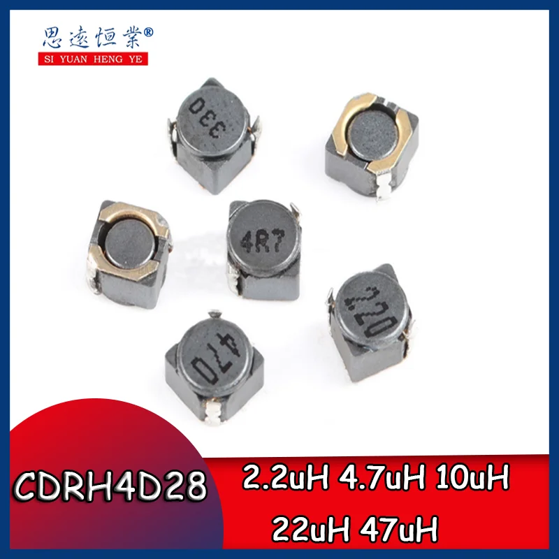 

10pcs CDRH4D28 inductors: 2.2uH, 4.7uH, 10uH, 22uH, 47uH surface mount shielded power inductors