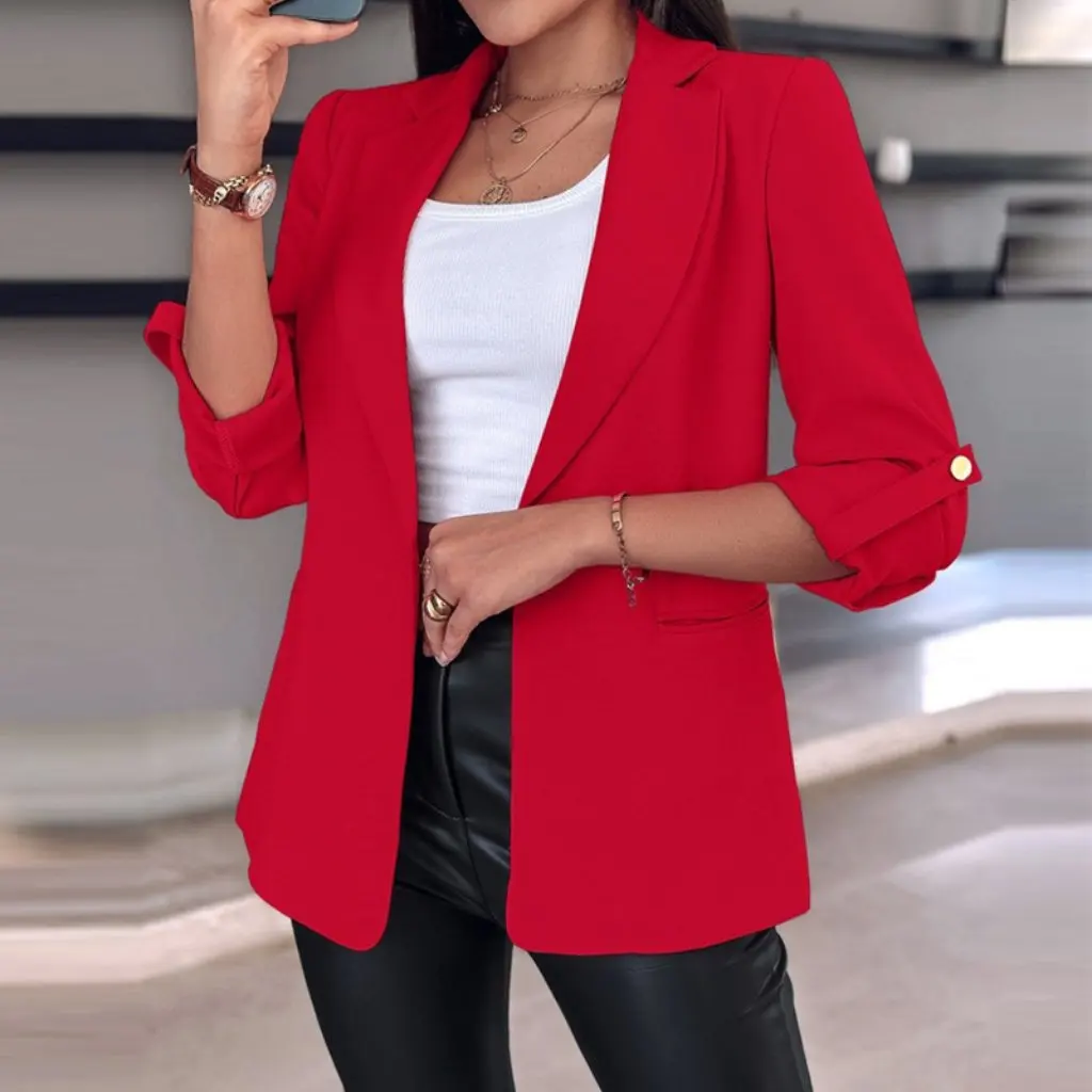 

Women's Elegant Suit Jacket Long Sleeve Solid Color Independent Station Wish Hair Generation