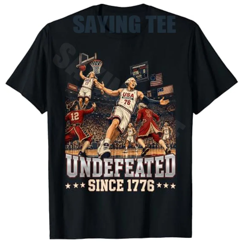 Undefeated Since 1776 George Washington Meme 4th of July T-Shirt Y2k USA Founders Playing Basketball Aesthetic Clothes Novelty
