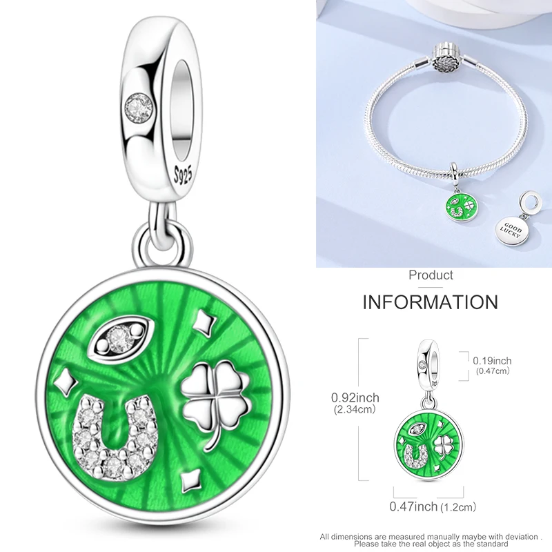 925 Sterling Silber Glücks-Hufeisen-Anhänger mit CZ Zirkon, passend für Armbänder, Taschen, Schlüsselanhänger, DIY-Schmuck, origineller Modeschmuck für Frauen – Detail 7