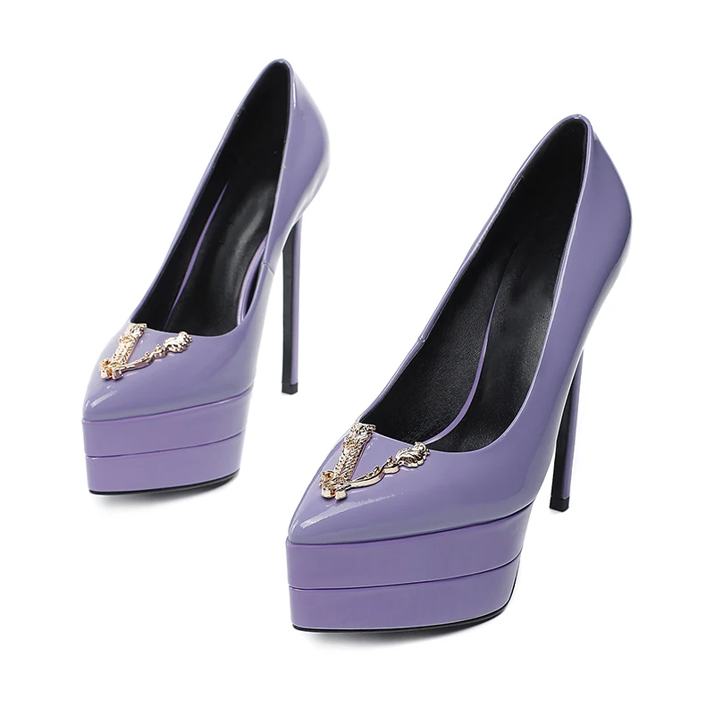 2023 15cm Stiletto High Heel Pointed Lacquer Leather Fashion Sexy High Heels Wedding Party Luxury Brand High Heels Women\'s Shoes