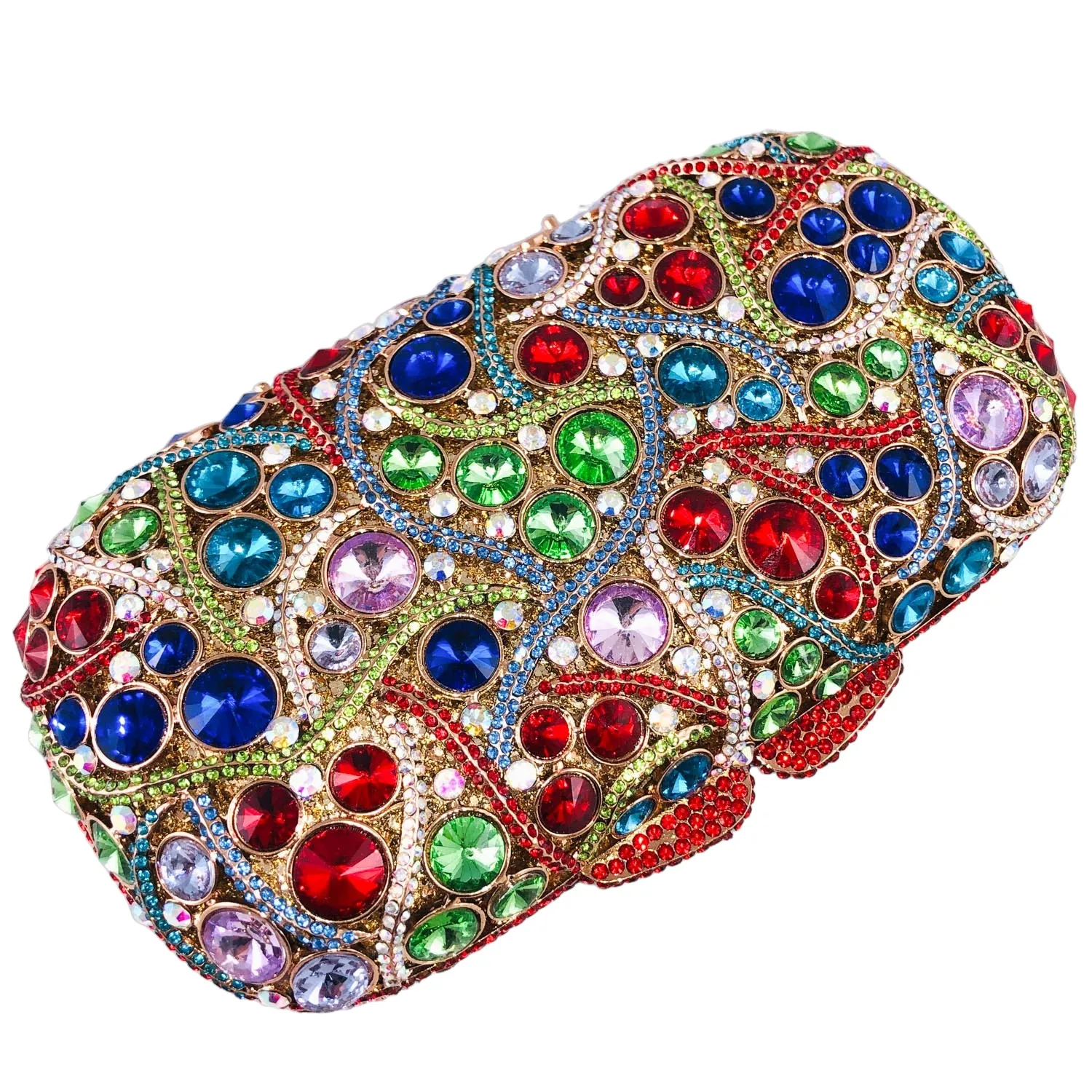 ブティック・デ・FGG カラフルな女性用イブニングバッグとクラッチ、パーティー用ハードケースクリスタルクラッチバッグ、キラキラ輝くラインストーンクラッチバッグ